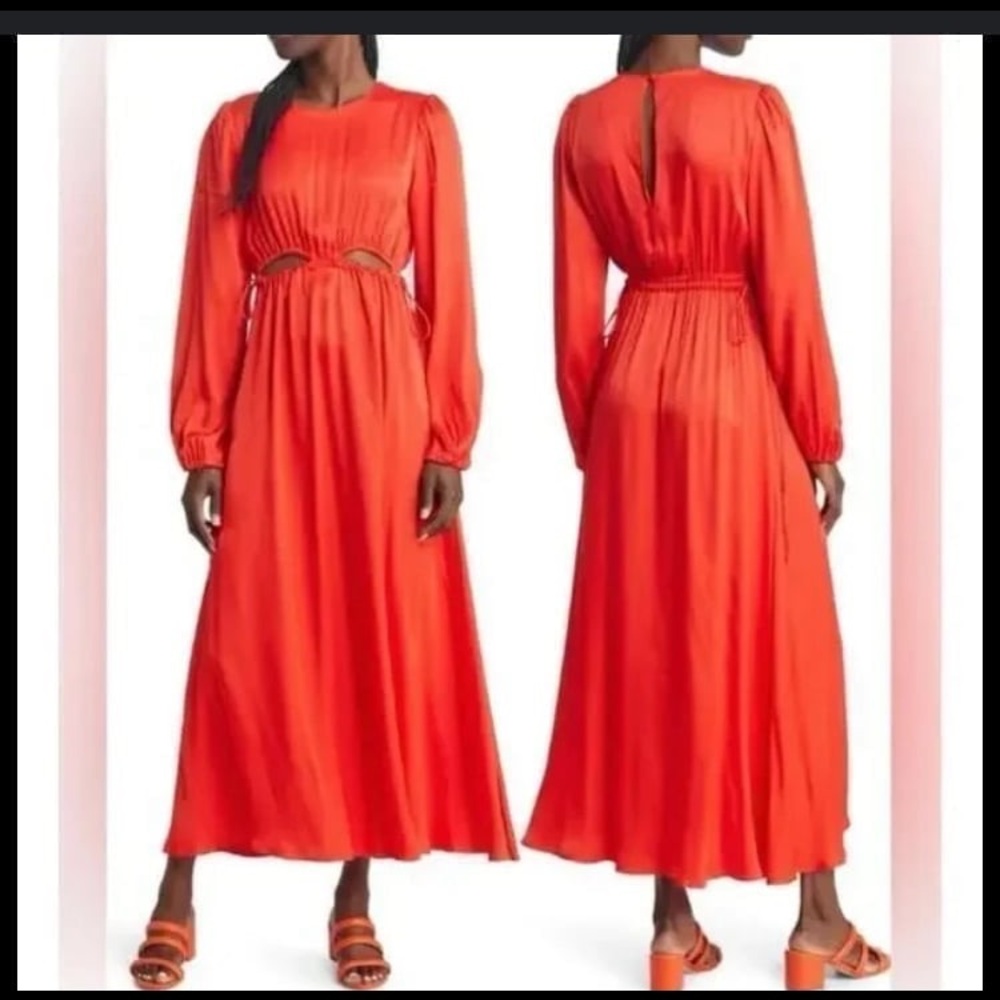 FARM Rio Vibrant Orange Long Sleeve Dress